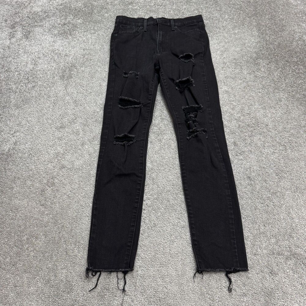 Levi's Mile High Super Skinny Distressed Denim Jeans Womens 29 Black High Rise